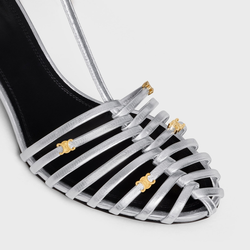 CAGE HEELED SANDAL IN LAMINATED LAMBSKIN 4