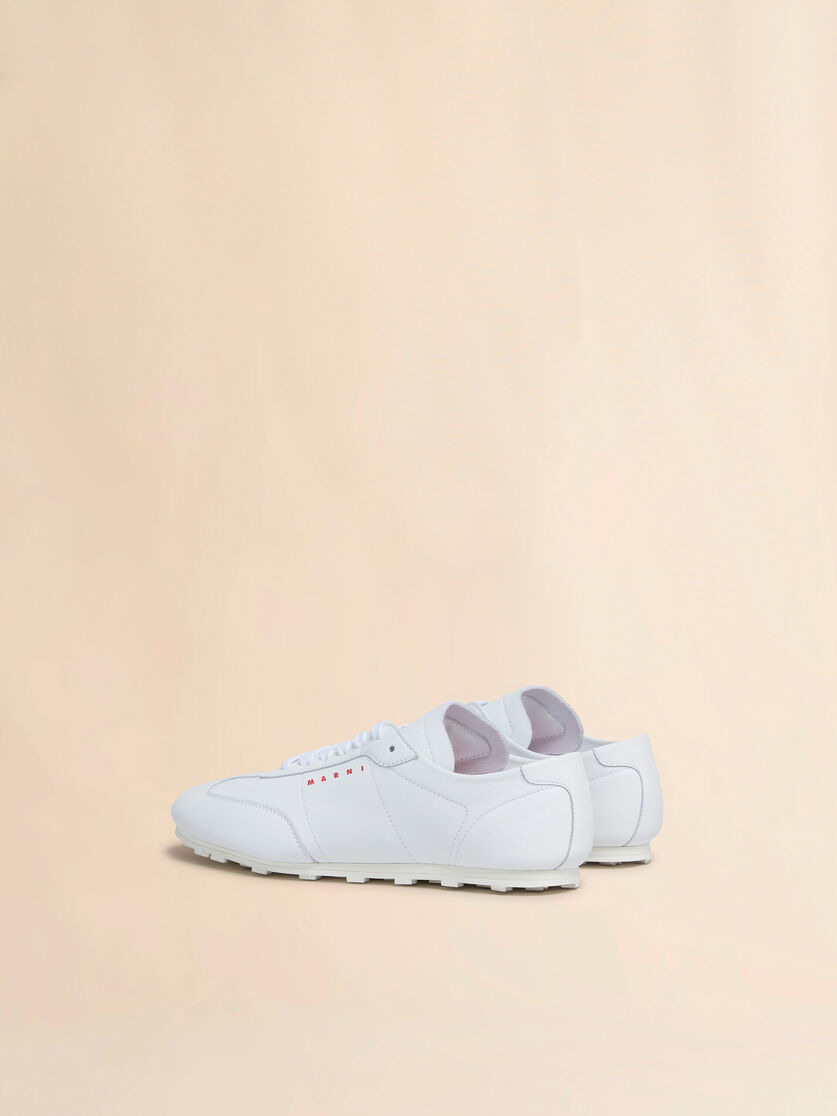 WHITE NAPPA LEATHER SOFTY SOCCER SNEAKER - 3