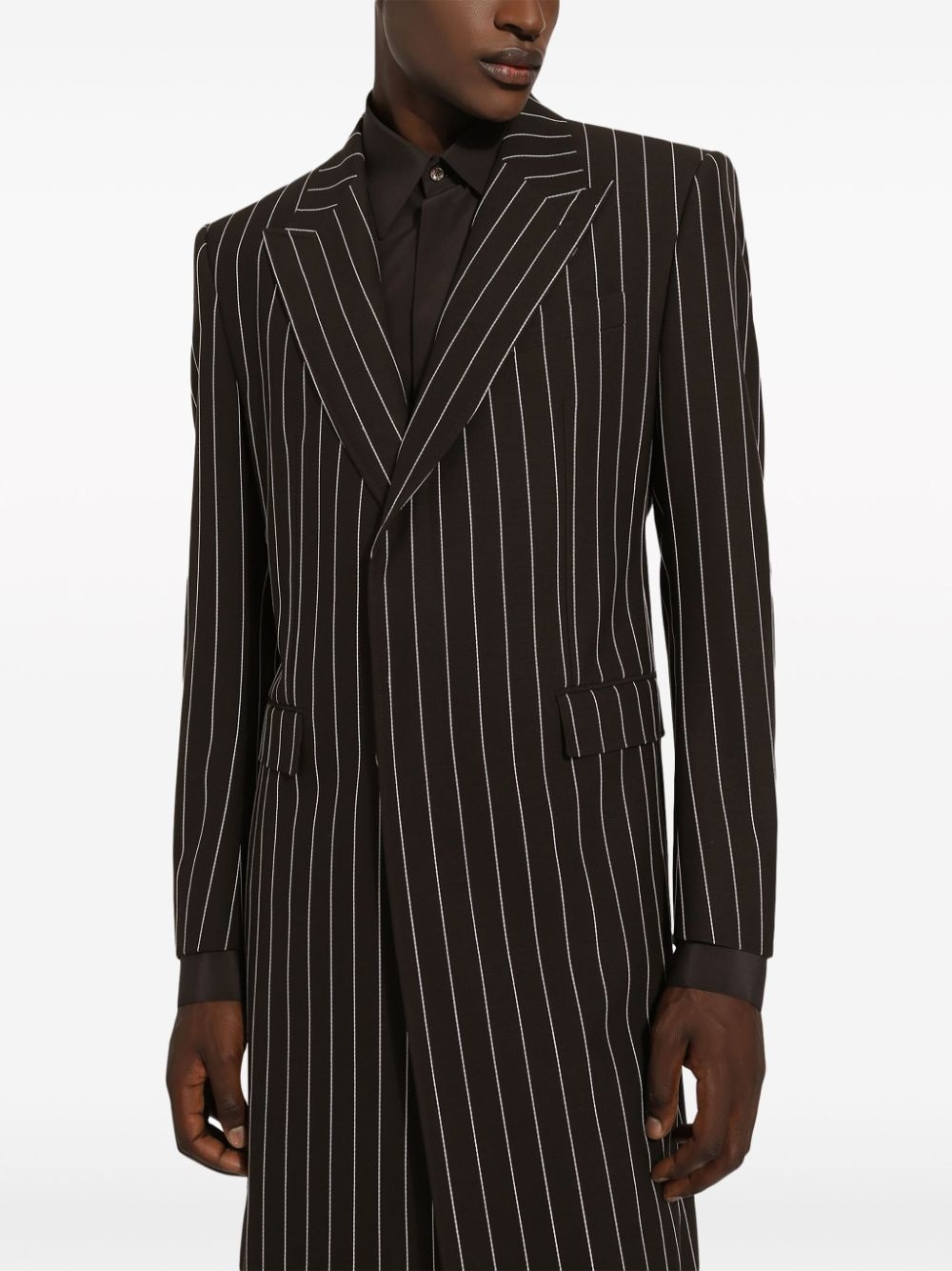 pinstripe virgin wool coat - 5