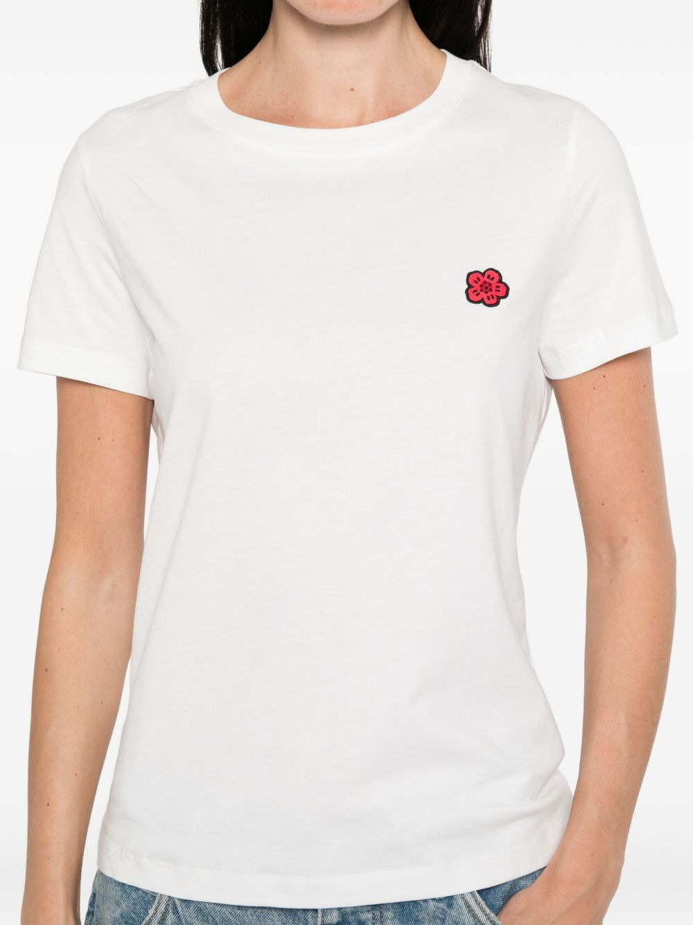 flower-embellished cotton T-shirt - 5