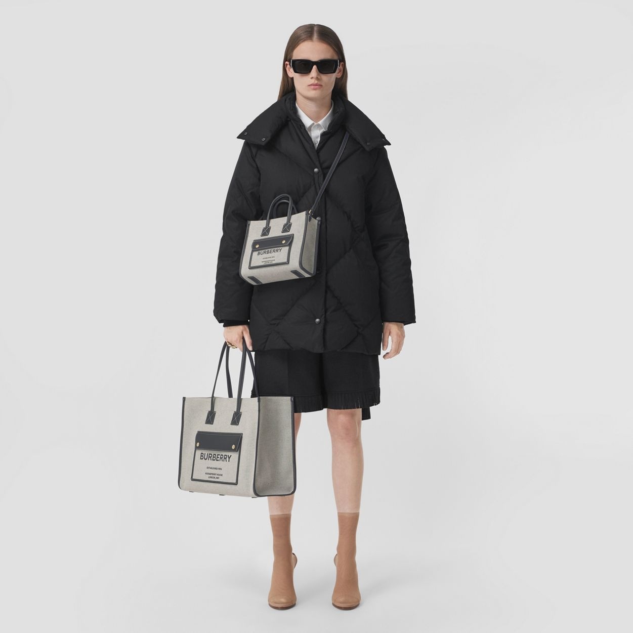 Medium Two-tone Canvas and Leather Freya Tote - 12