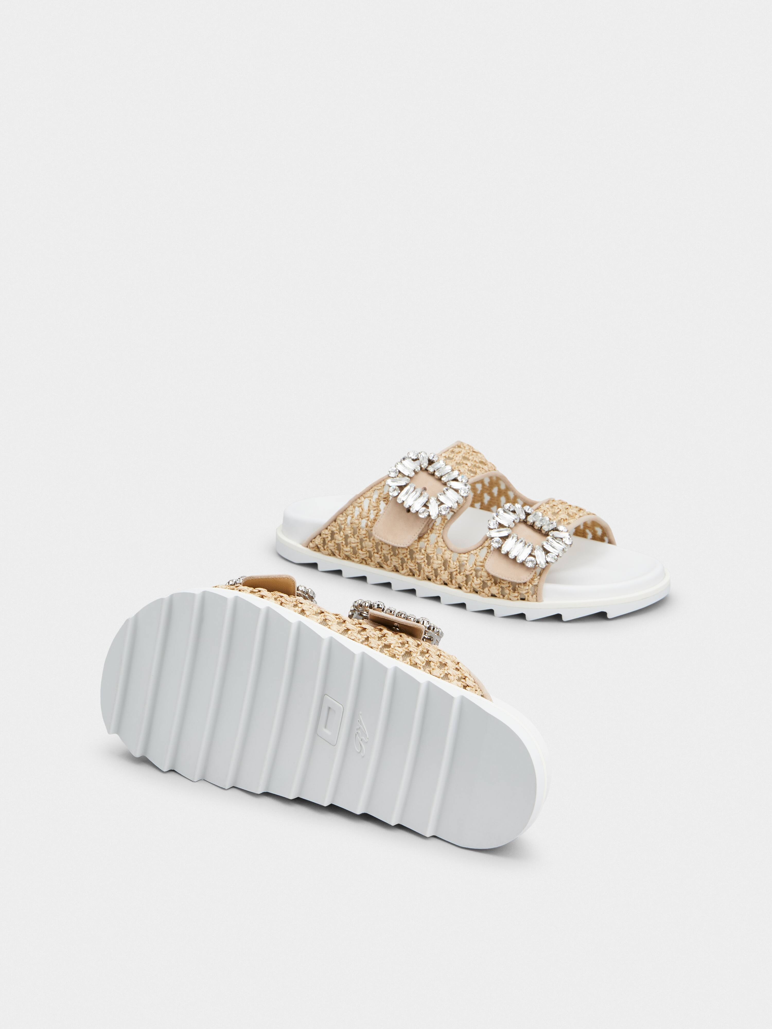 Slidy Viv' Strass Buckle Mules in Raffia - 5