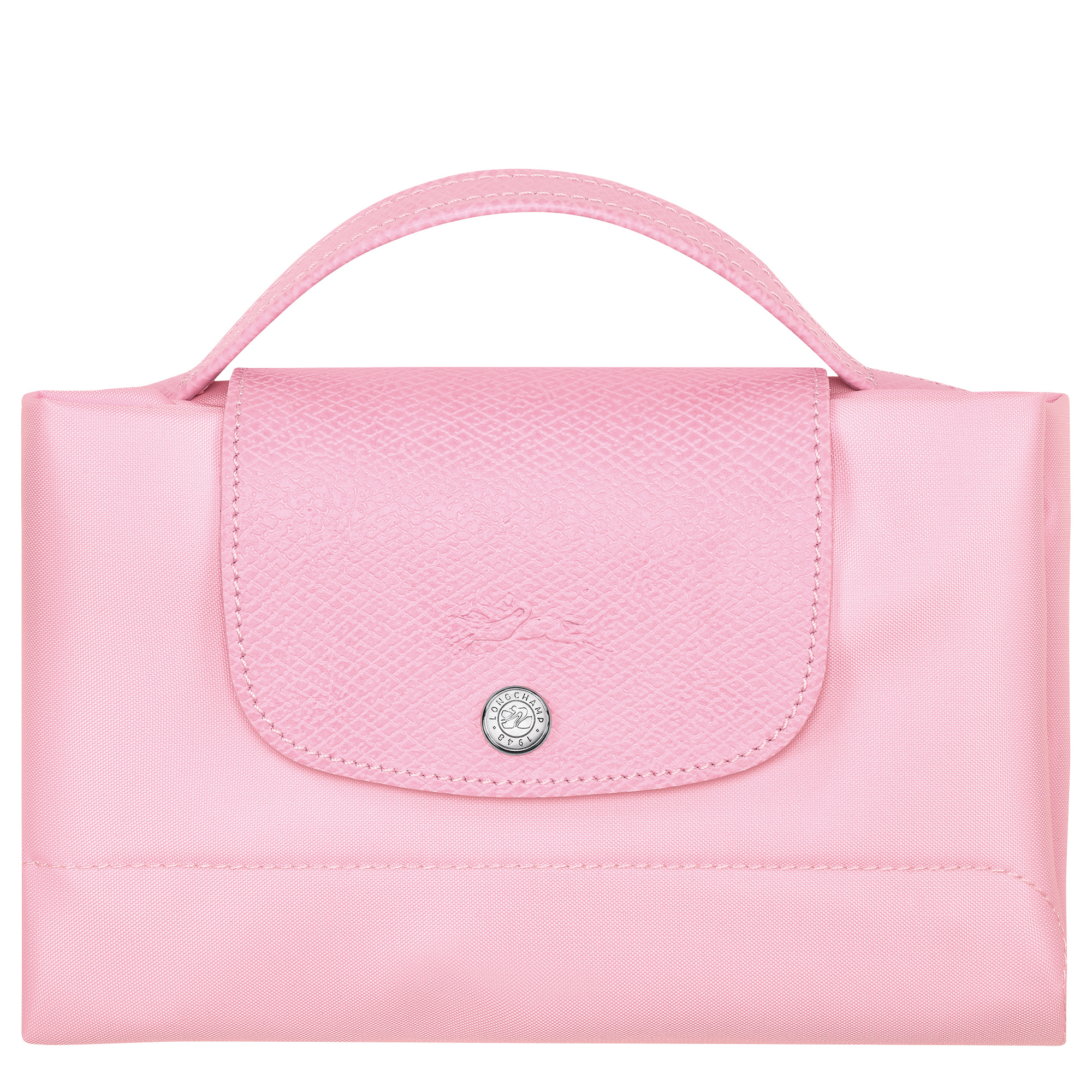 Le Pliage Green Pouch with handle Pink - Recycled canvas