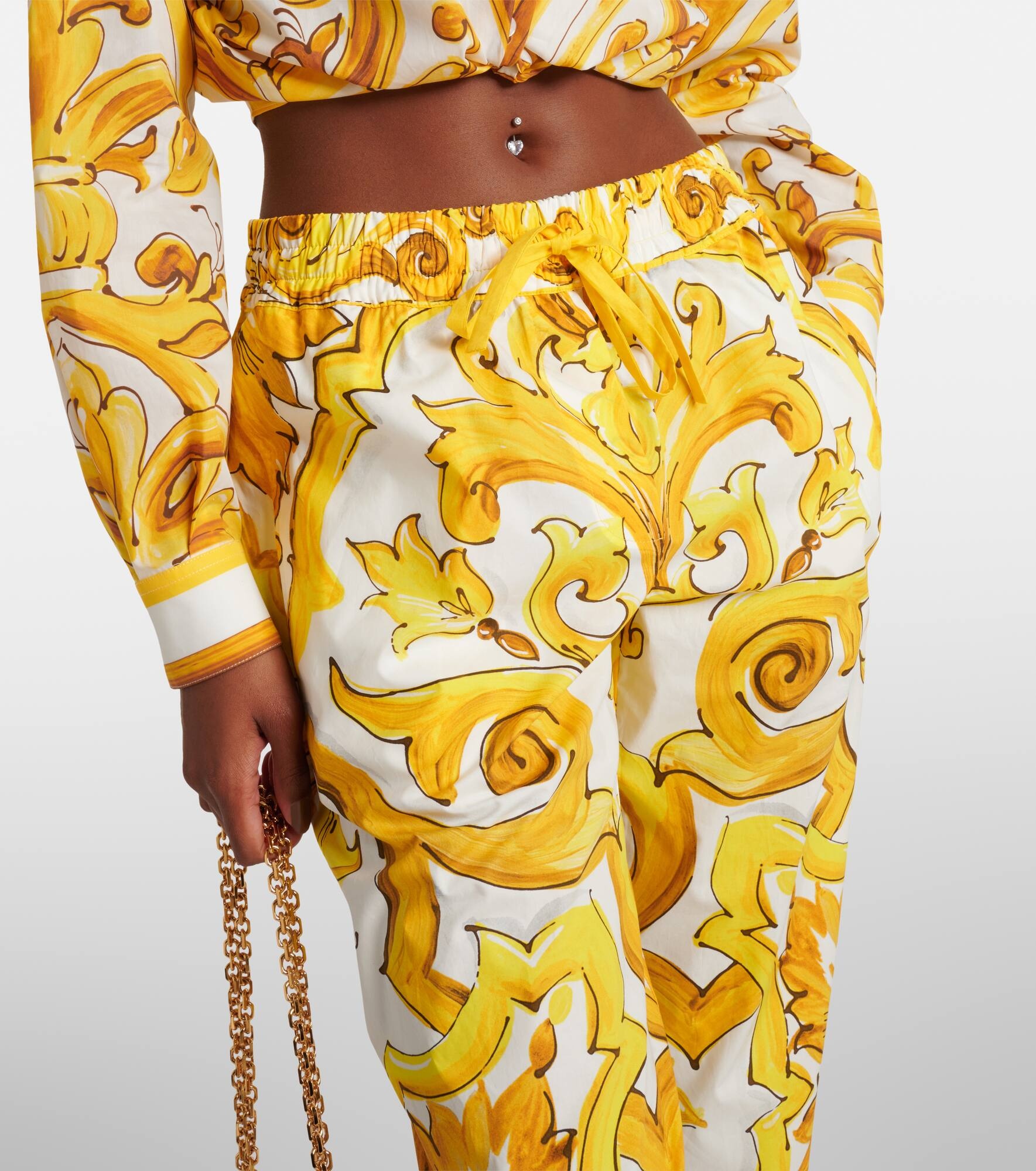 Majolica high-rise cotton straight pants - 4