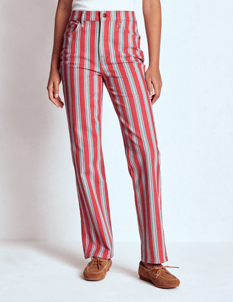High Rise Stripe Jeans-Red, Blue and Pink Stripe 8