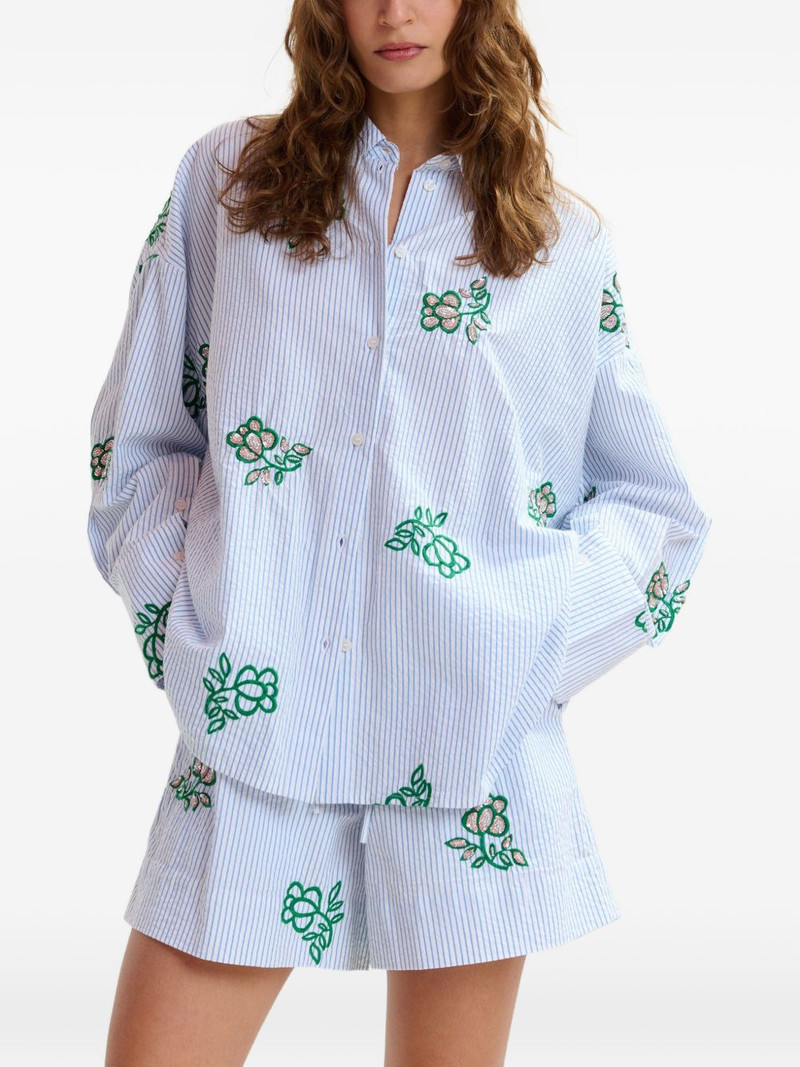ESSENTIEL ANTWERP pinstripe floral-embroidered shirt outlook
