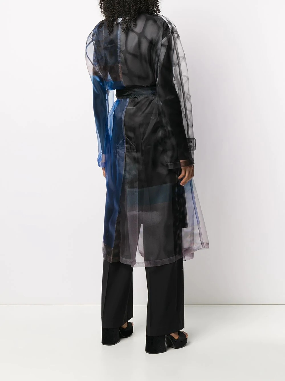 tie-dye print trench coat - 4