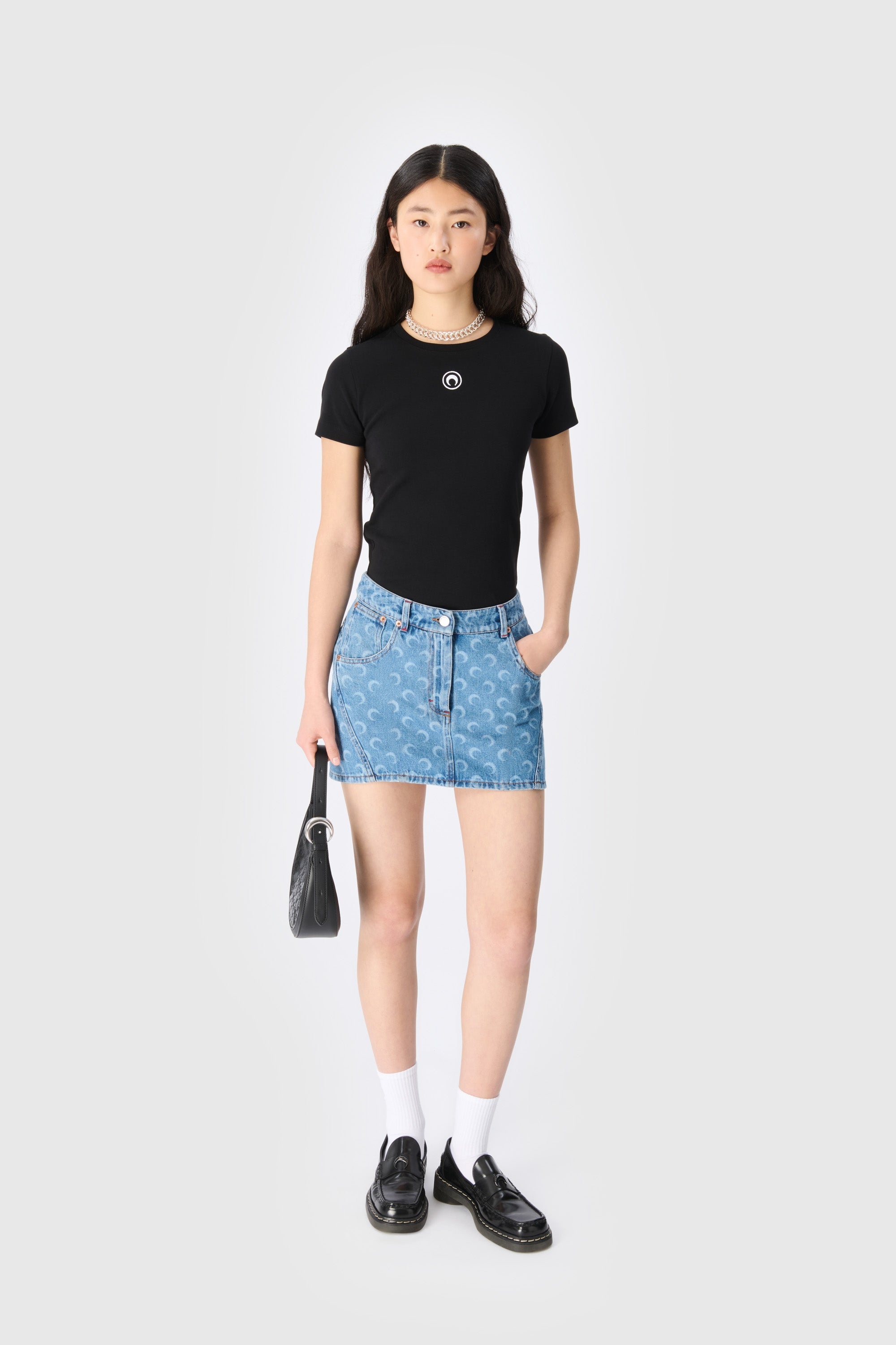 Moon Laser Denim Mini Skirt - 2