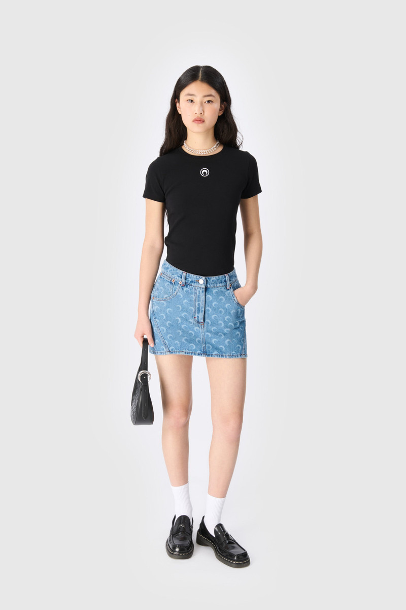Marine Serre Moon Laser Denim Mini Skirt outlook