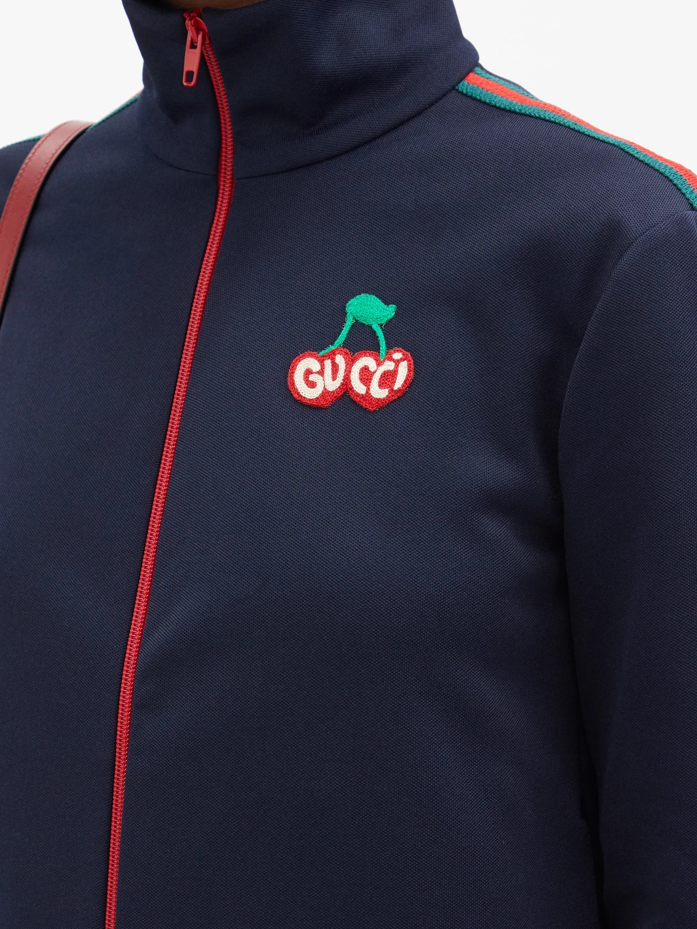 Cherry-embroidered pique track jacket - 3