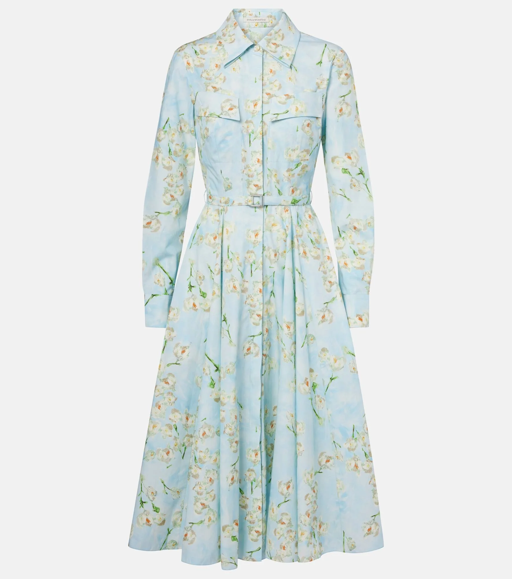 Floral cotton poplin shirt dress - 1