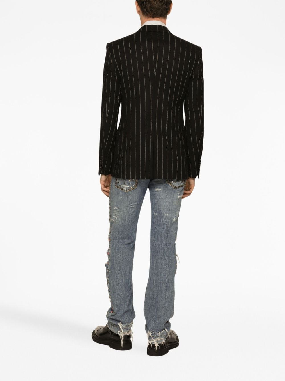 pinstripe double-breasted blazer - 4