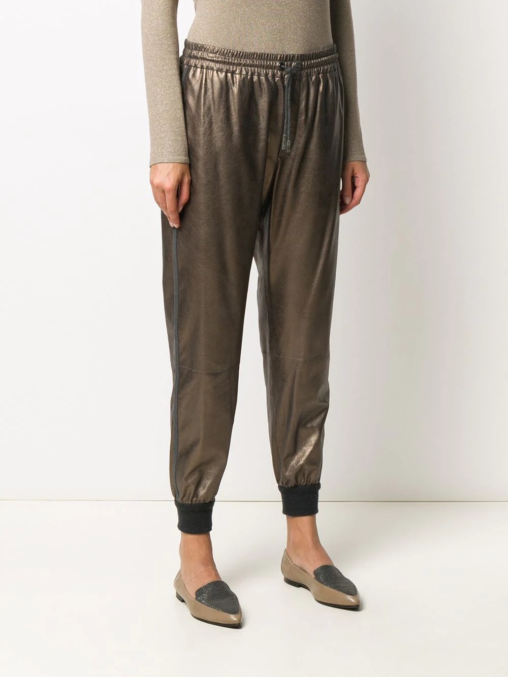 metallic-effect track pants - 4