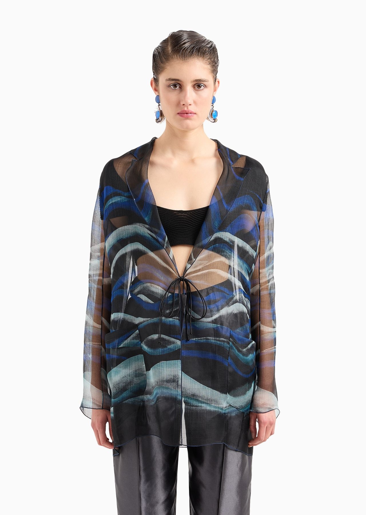 Long shirt in printed silk organza - 2