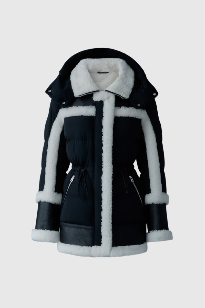 LILIBETH Mixed-media shearling down parka 1