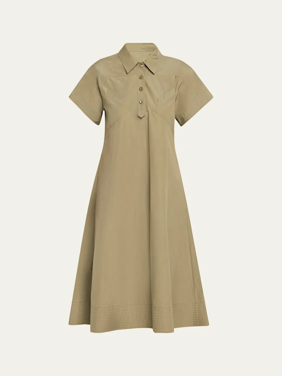 Poplin Trapeze Midi Dress - 1