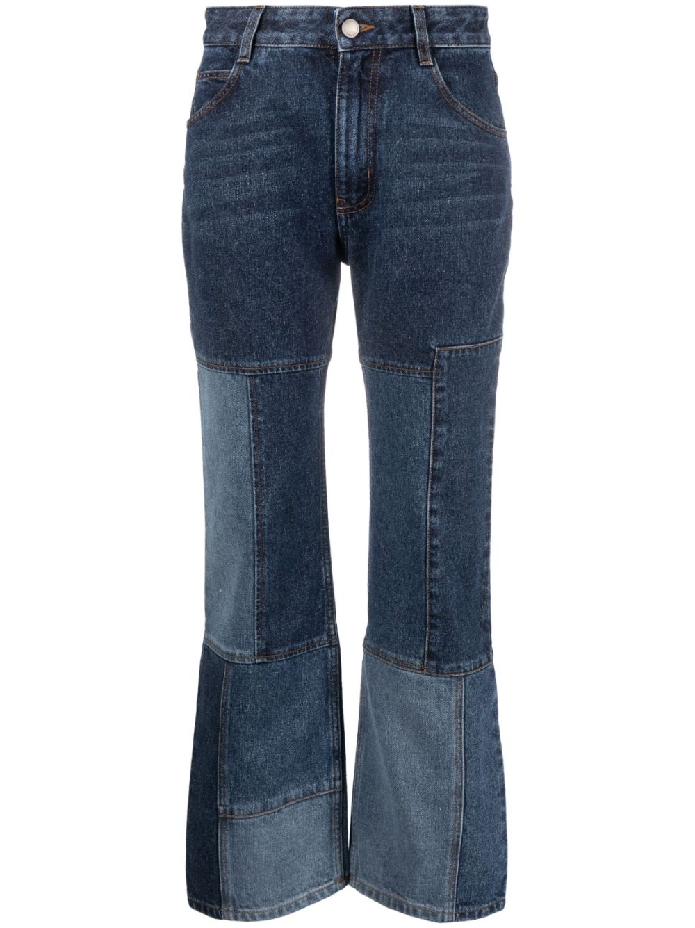 patchwork cropped flared jeans - 1