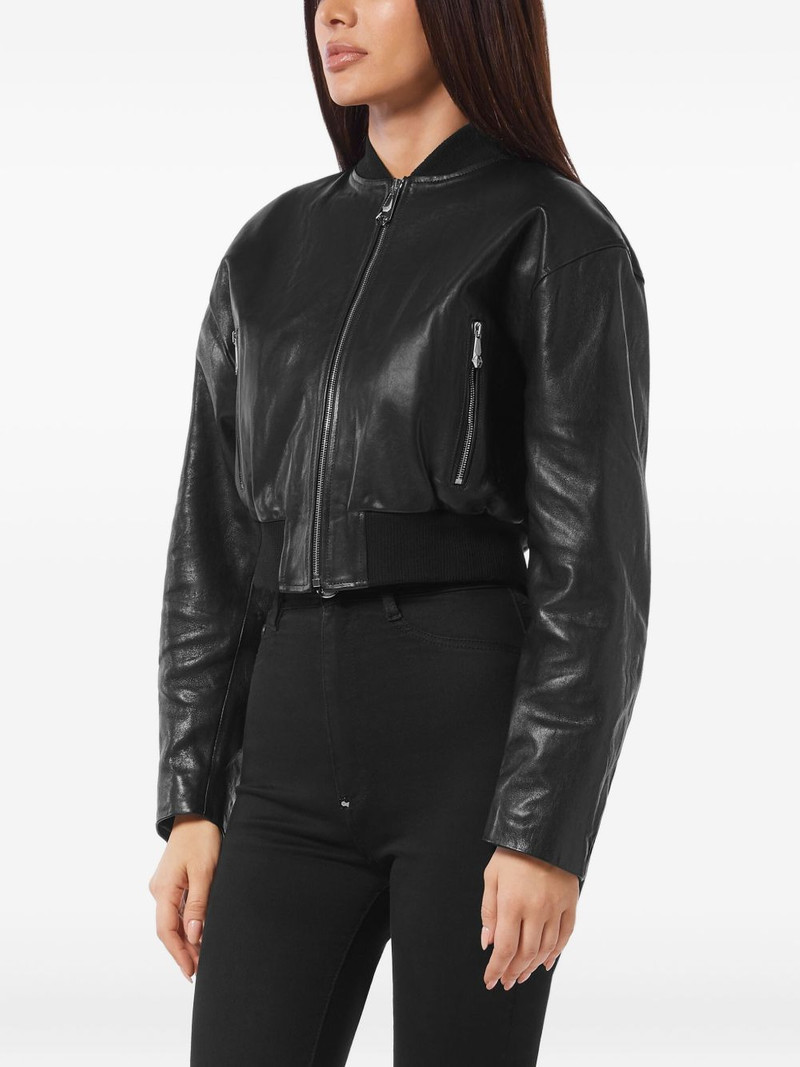 cropped leather bomber jacket 3