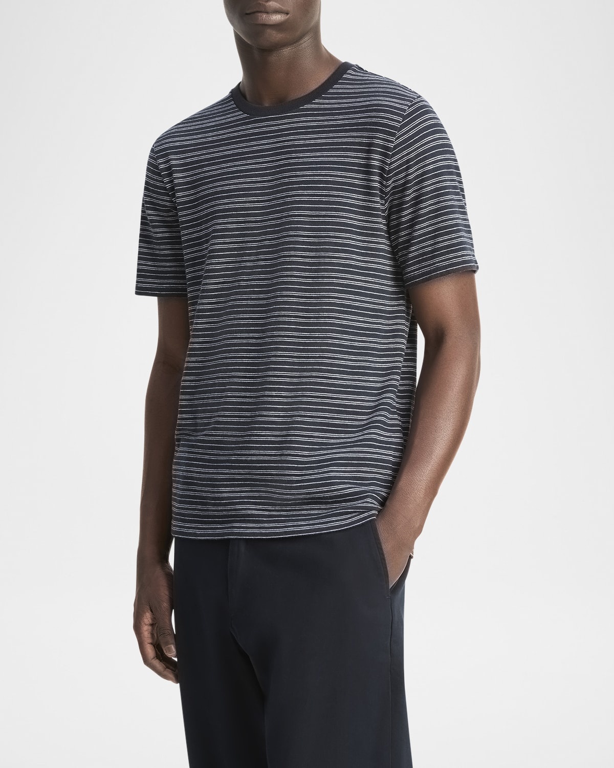 Men's Cotton Thin Stripe Crewneck T-Shirt - 4