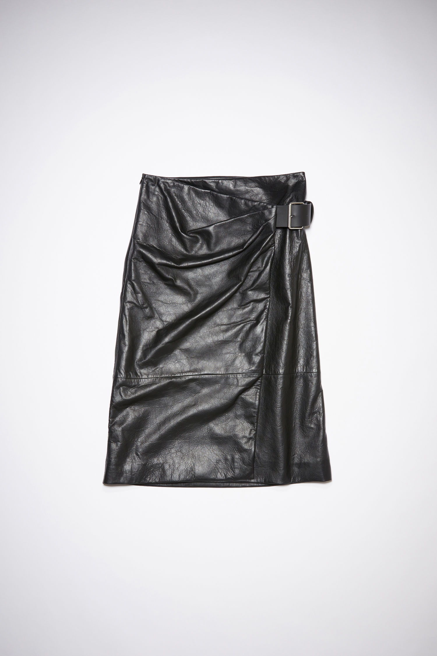 Leather wrap skirt - Black - 5