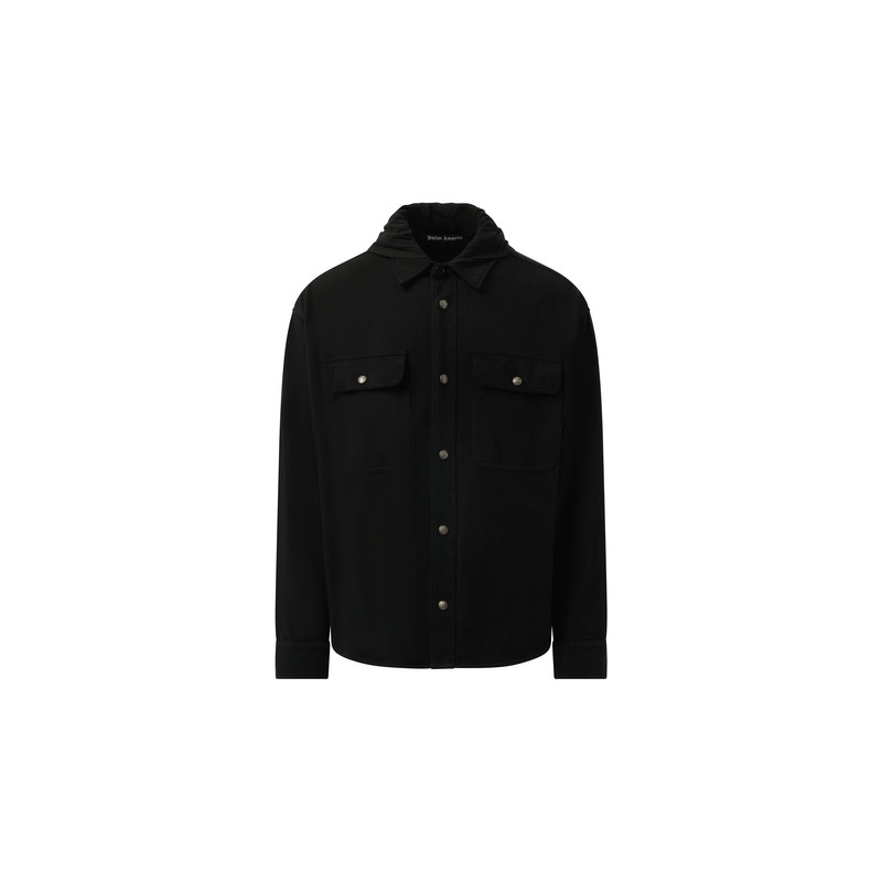Palm Angels GD Classic Logo Hooded Overshirt in Black/Black outlook