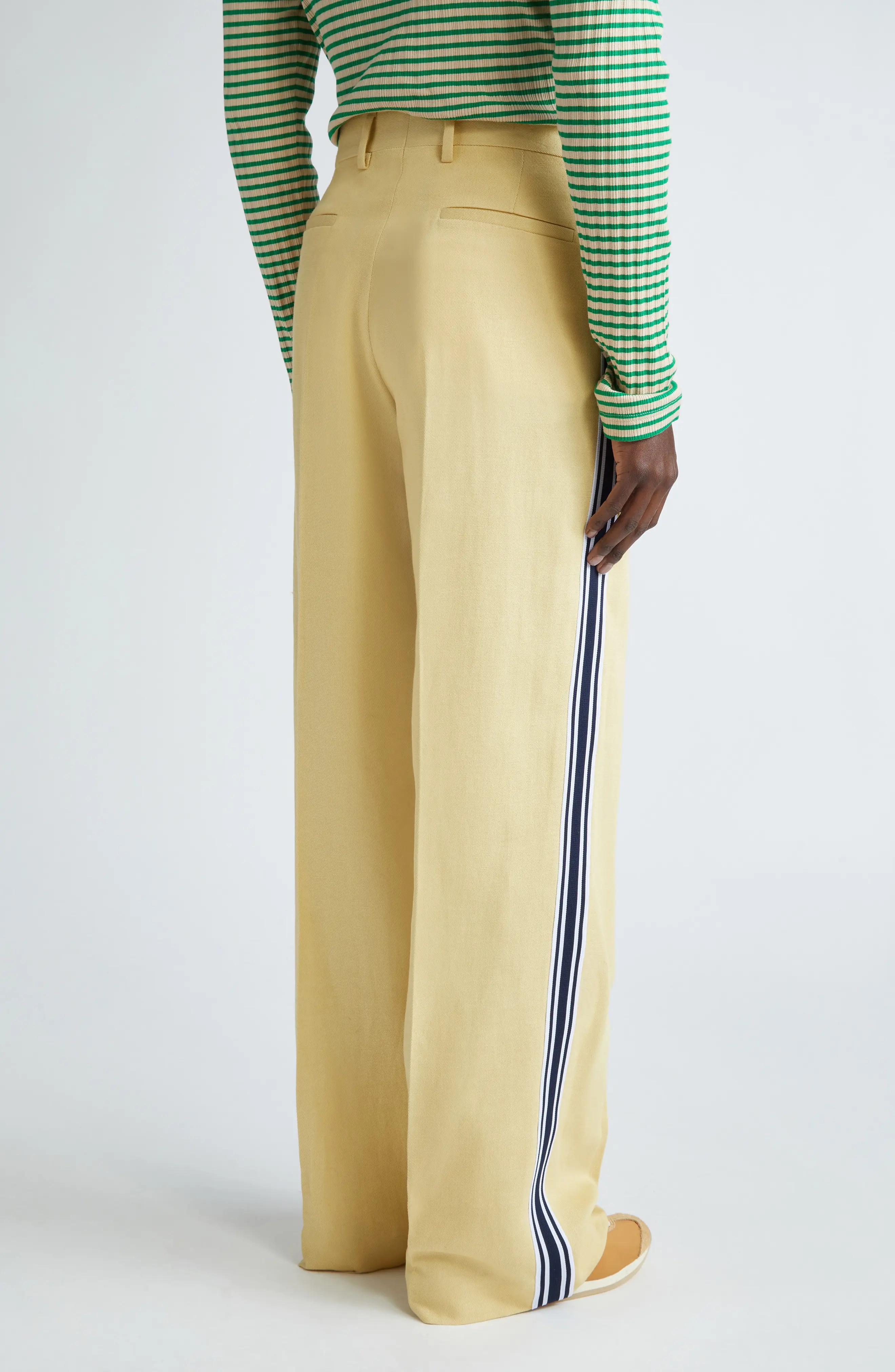 Constant Track Stripe Cotton & Linen Trousers - 3