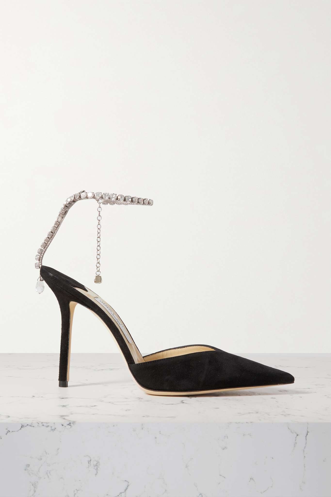 JIMMY CHOO Saeda 100 crystal-embellished satin pumps JIMMY CHOO Saeda 100 crystal-embellished satin pumps