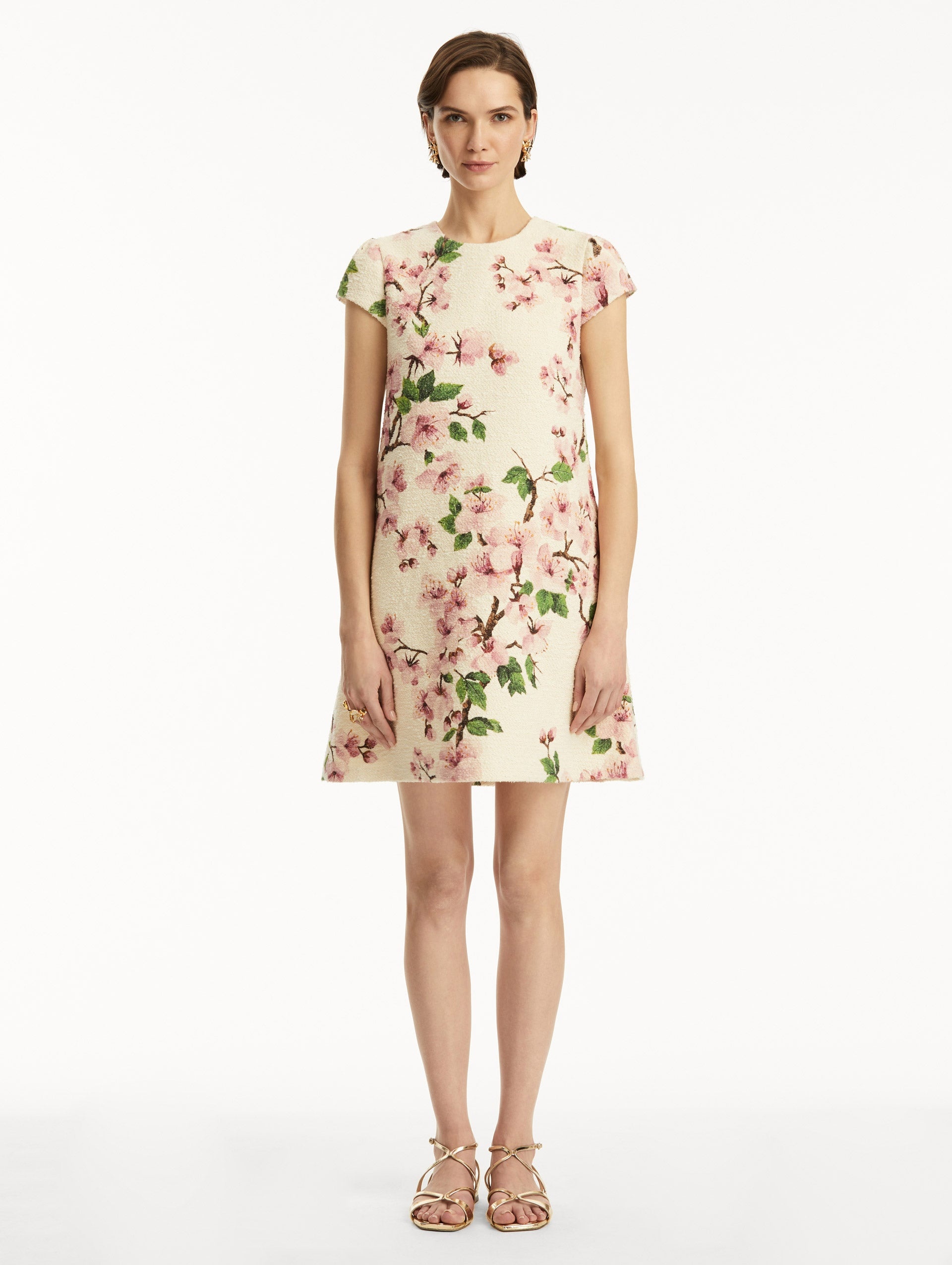 CHERRY BLOSSOM EMBROIDERED CAP SLEEVE DRESS - 2