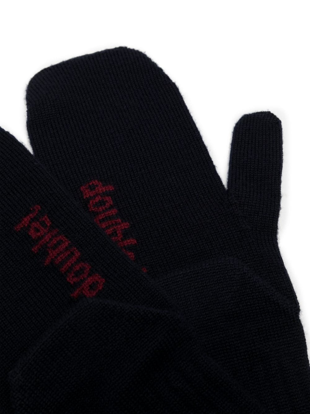 logo-embroidered ribbed-knit gloves - 2