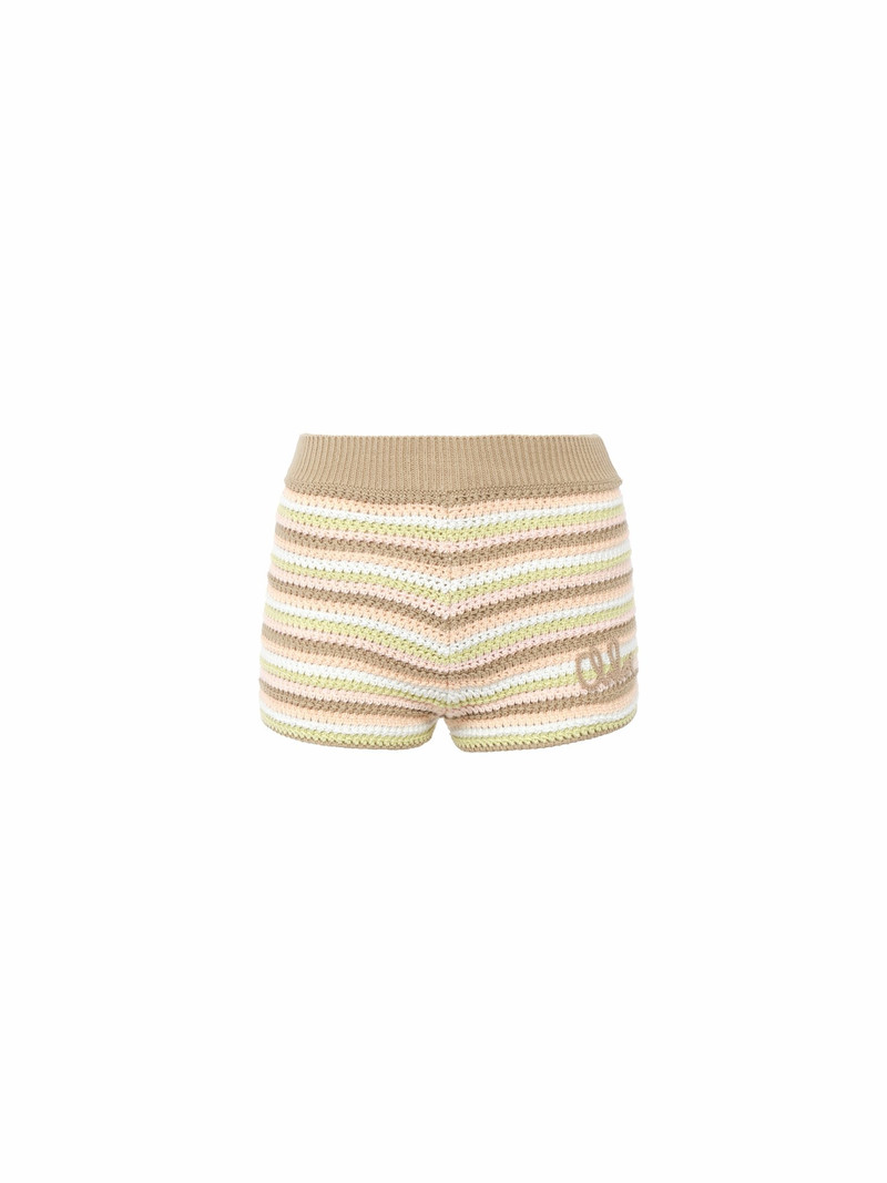 HIGH-RISE LOGO MINI SHORTS IN A COTTON CROCHET KNIT 1