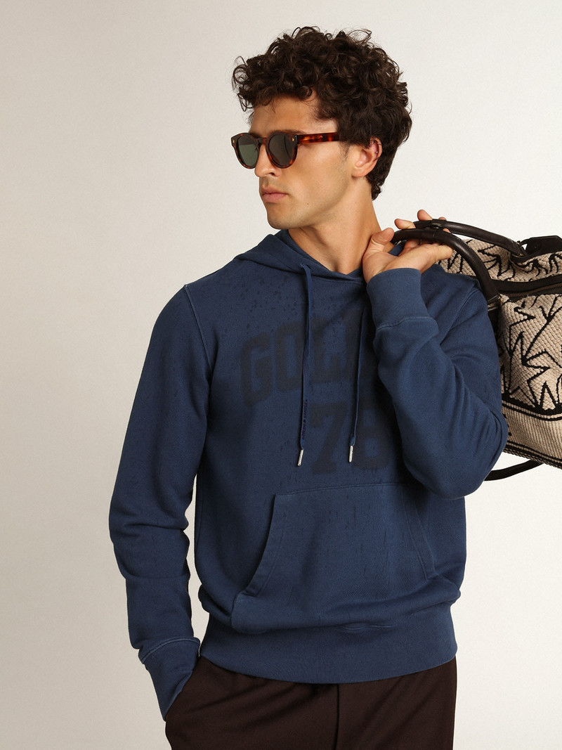 Midshipman-blue Journey Collection sweatshirt with Golden 78 lettering and rain-effect treatment 2