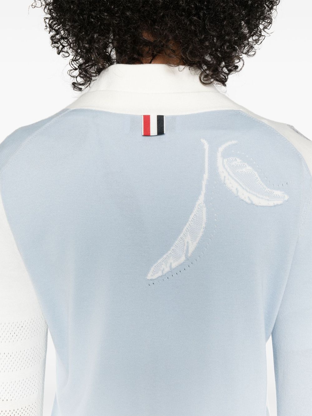 feather-intarsia cotton cardigan - 5