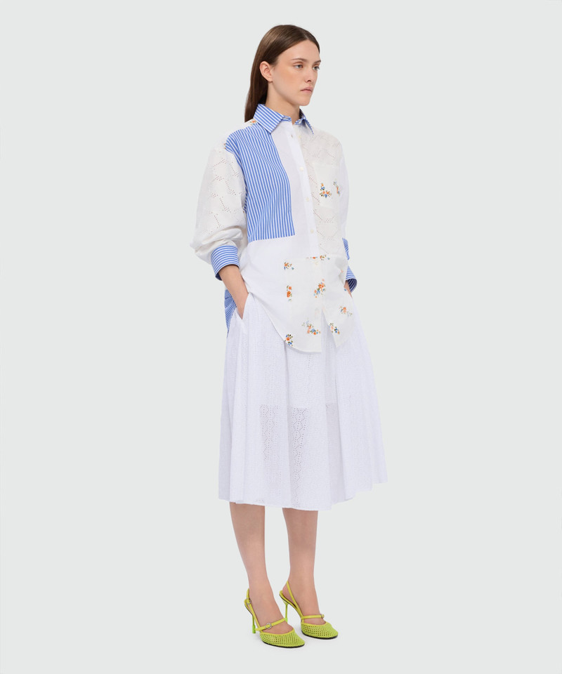 Off-white midi poplin skirt with Sangallo embroidery 4