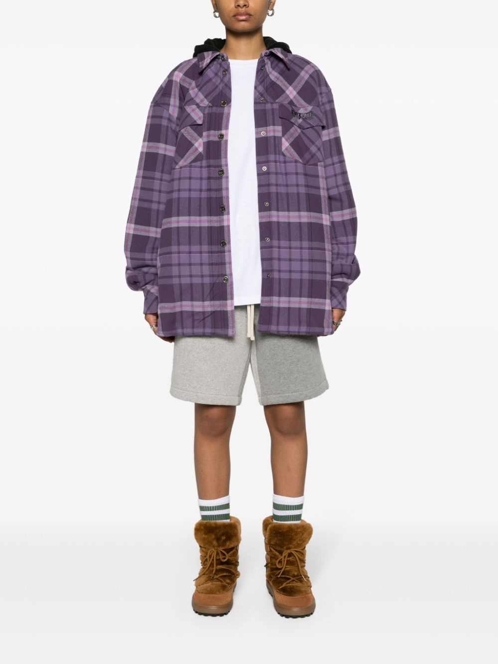hooded flannel shirt jacket - 2