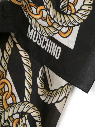 Moschino logo-jacquard silk scarf outlook