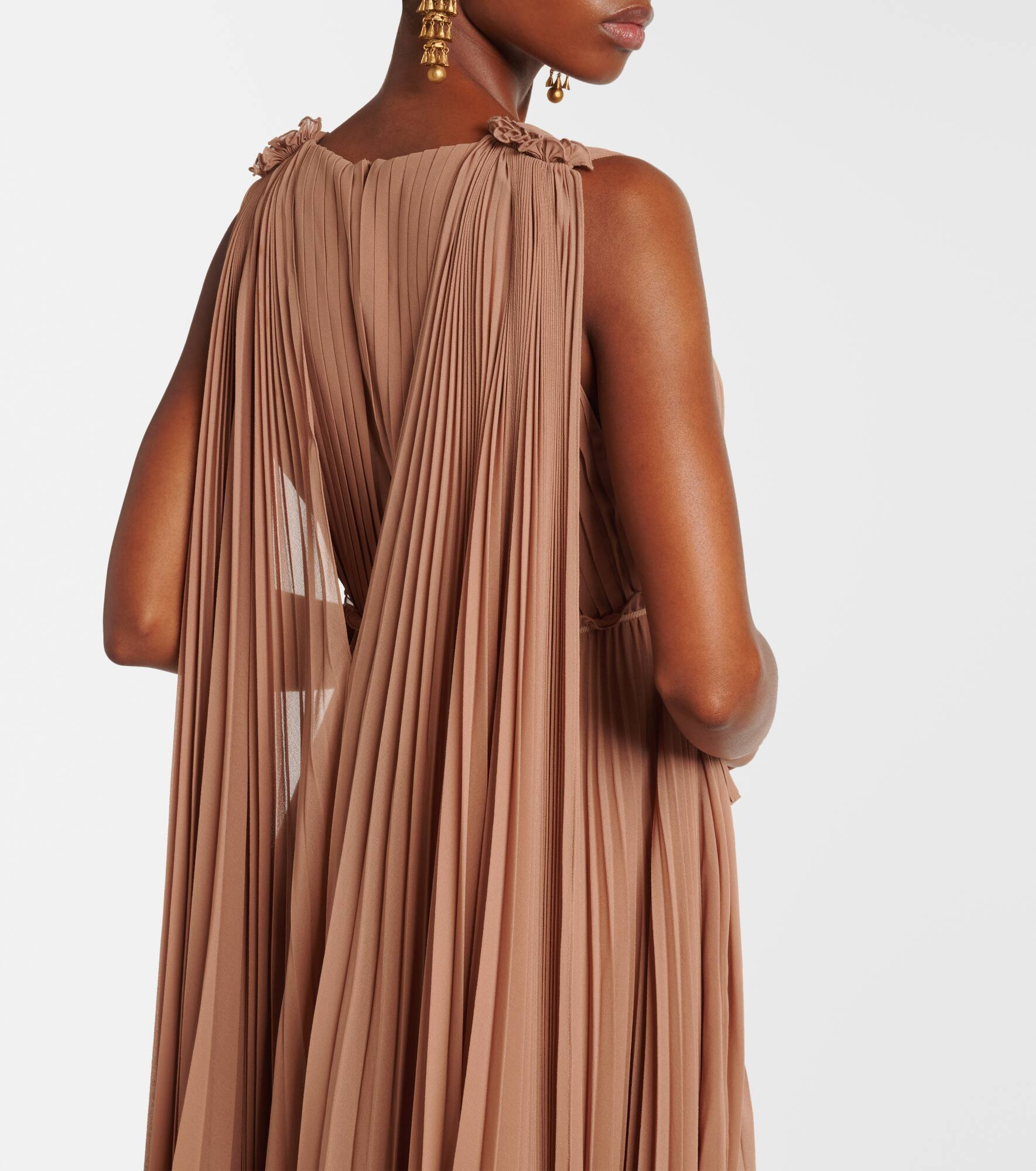 Memento plissé caped maxi dress - 5