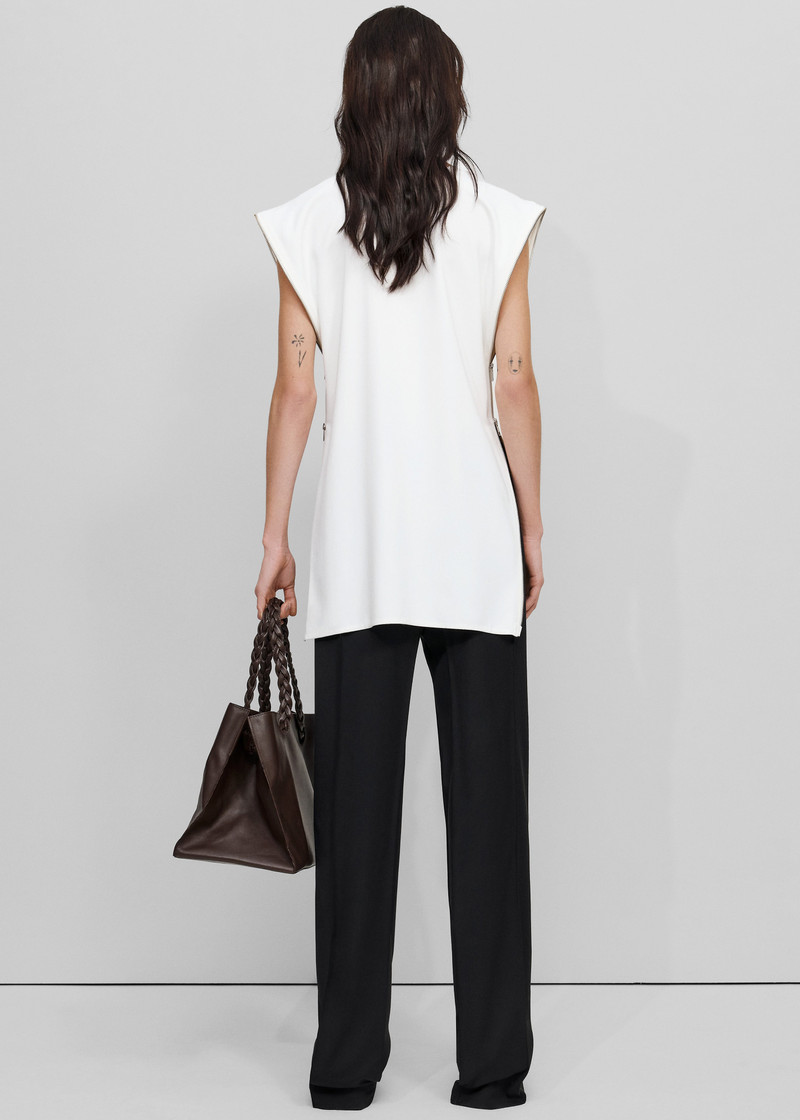 Bevza Zipper Tunic Top - White 4