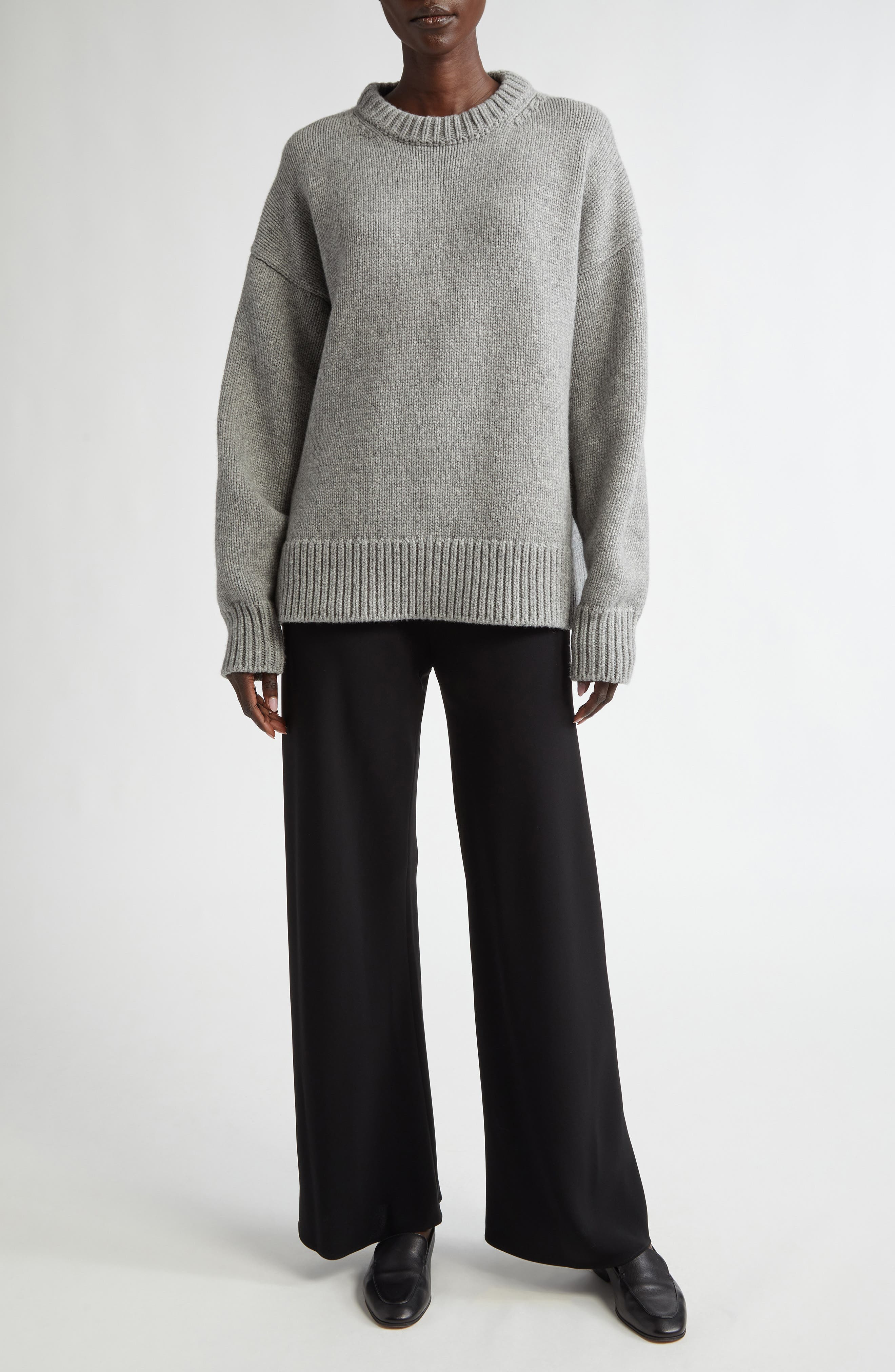 The Row Ophelia Oversize Crewneck Wool & Cashmere Sweater in Grey Melange at Nordstrom - 2