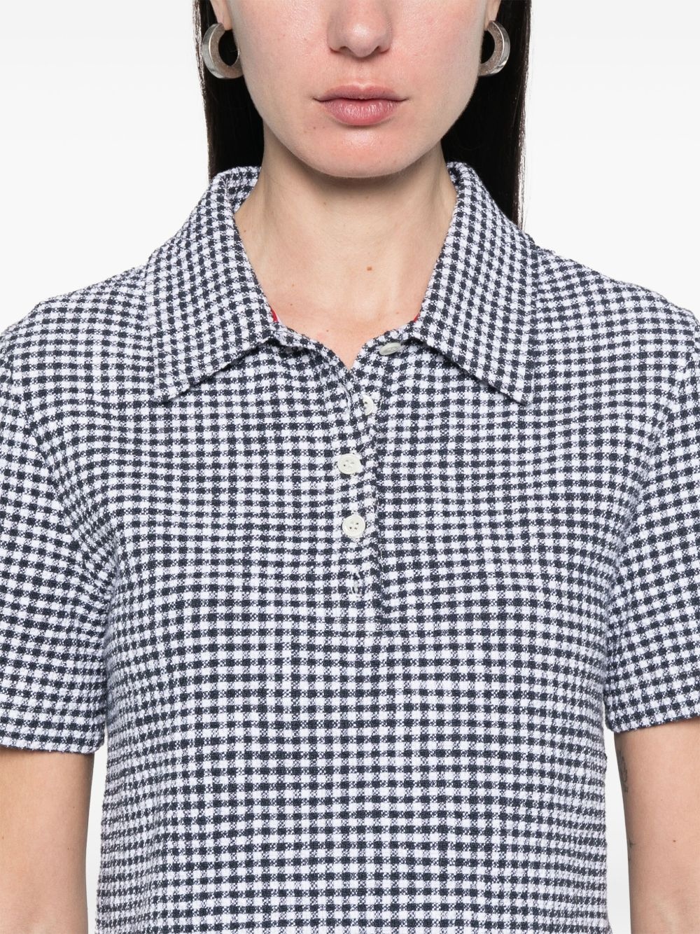 gingham tweed polo top - 5