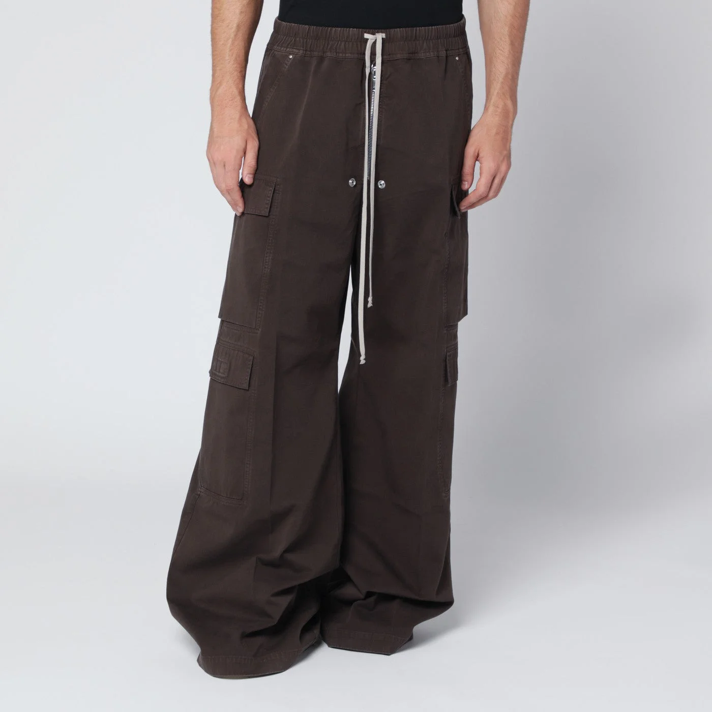 Dark powder grey nylon Double Cargo Jumbo Belas trousers - 1
