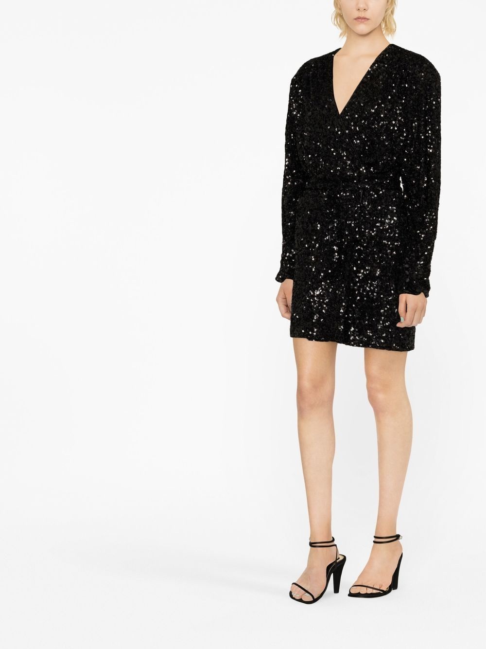 sequin-embellished wrap minidress - 3