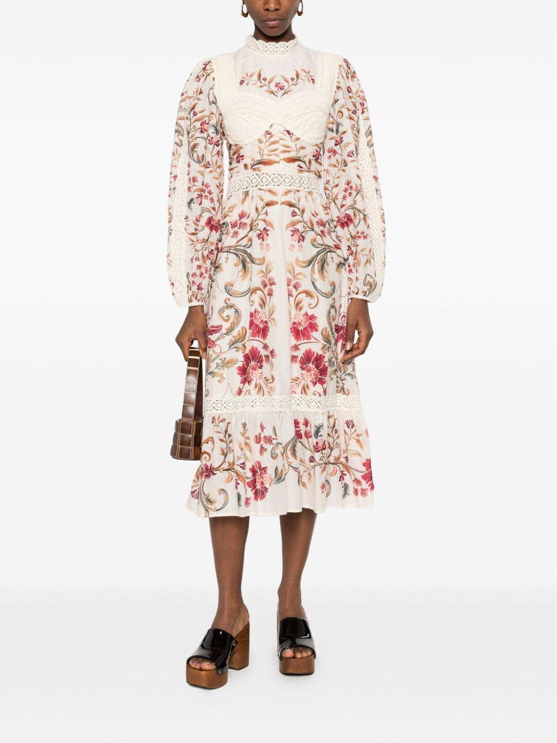 FARM RIO lace floral-print midi dress outlook
