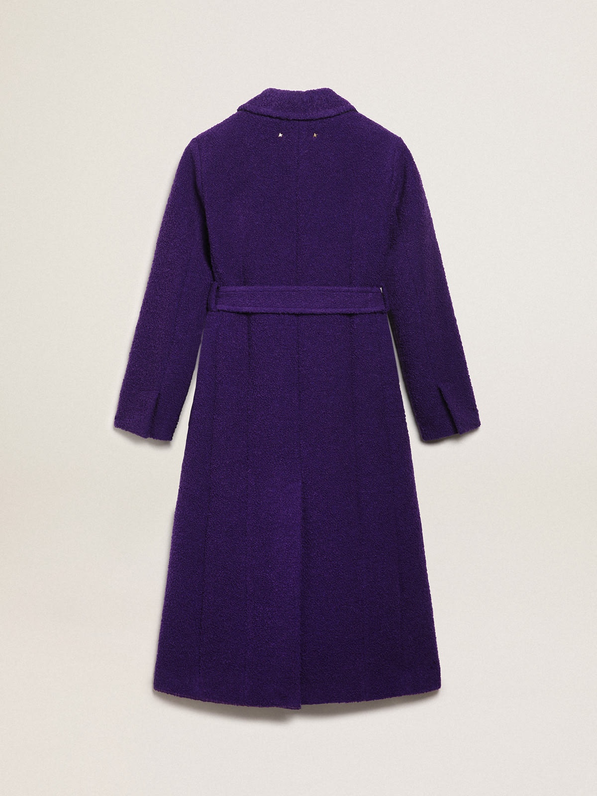 Women's coat in indigo purple wool with printed lining - 7