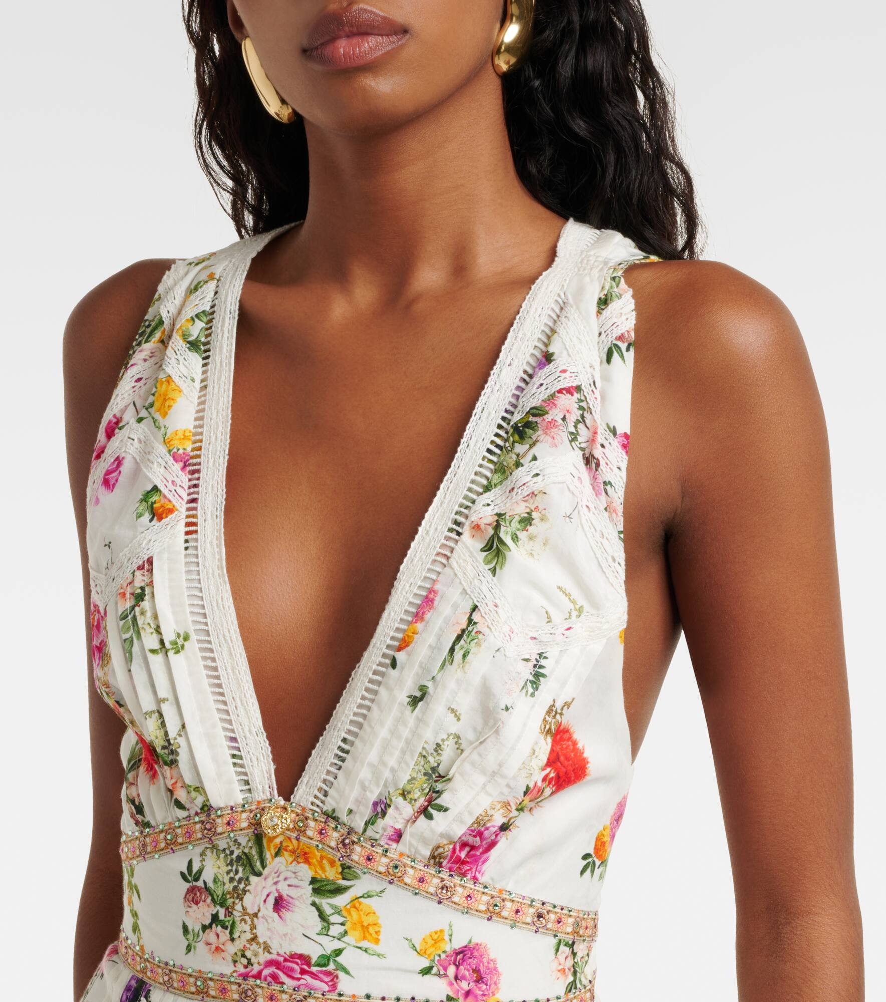 Floral tiered cotton and silk maxi dress - 4