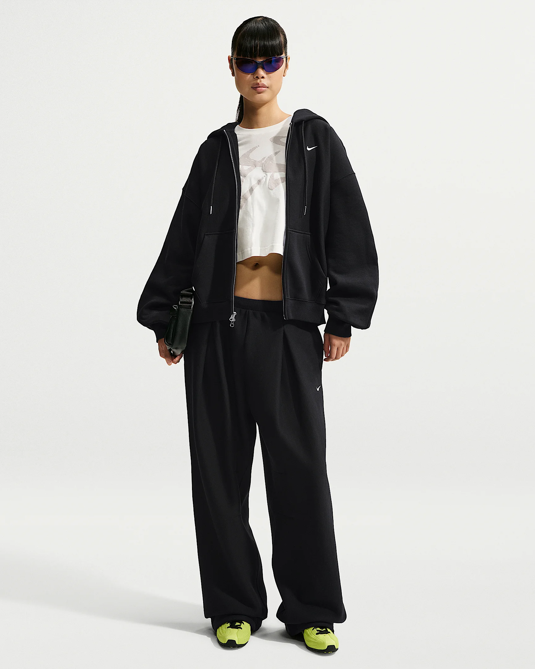 Nike Studio Fleece Heavyweight Women's Oversized High-Waisted Pleated Open-Hem Pants - 1