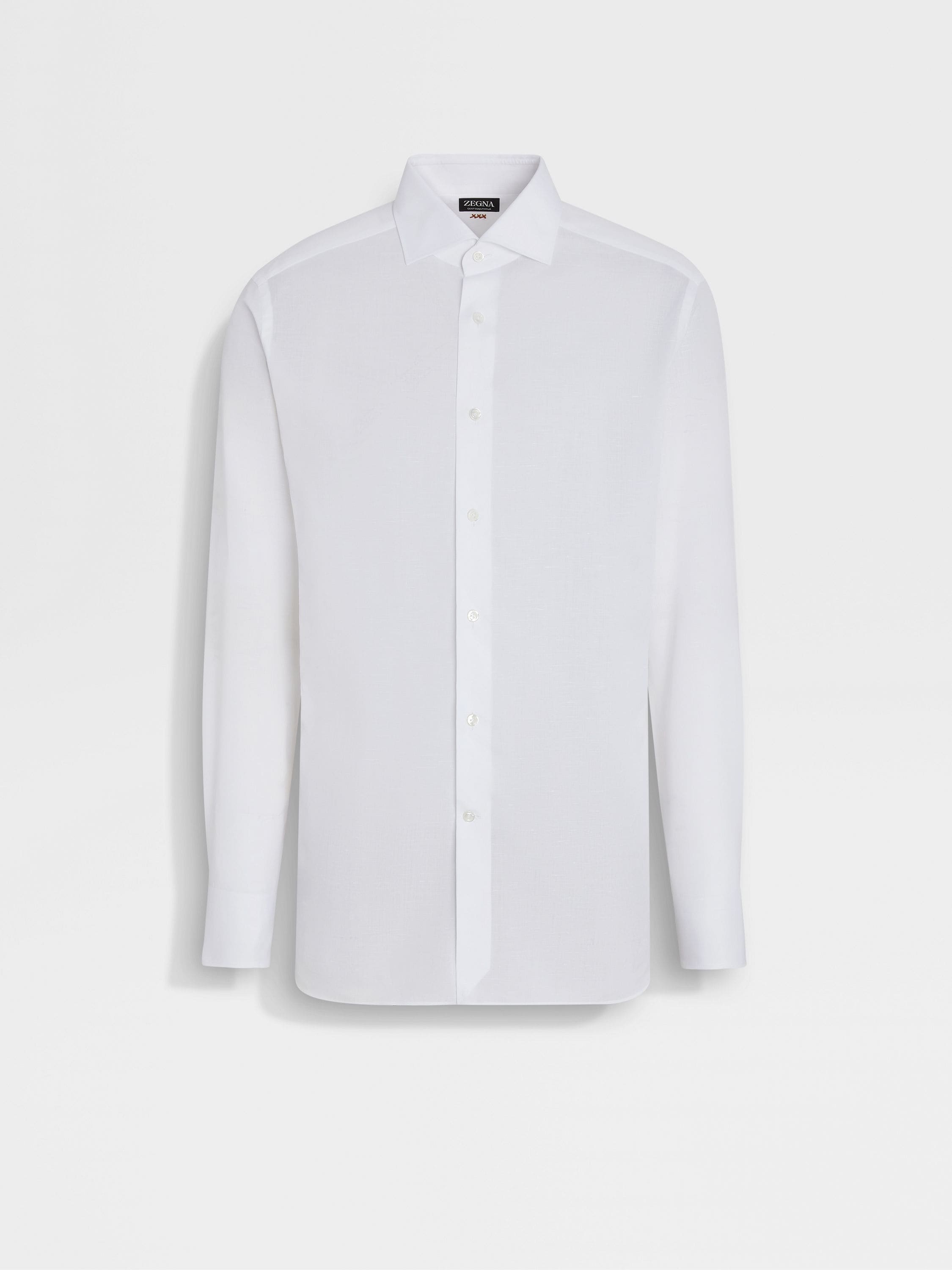 WHITE CENTOVENTIMILA COTTON AND LINEN SHIRT - 2