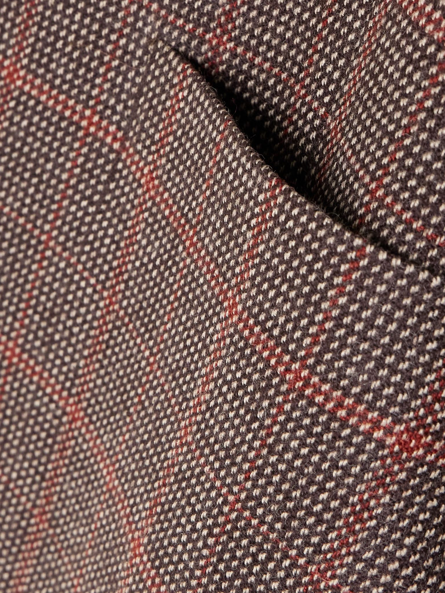 Checked wool blazer Dark brown - 5