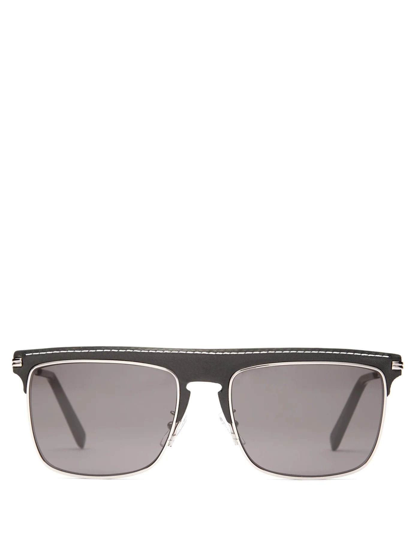 D-frame metal and leather sunglasses - 1