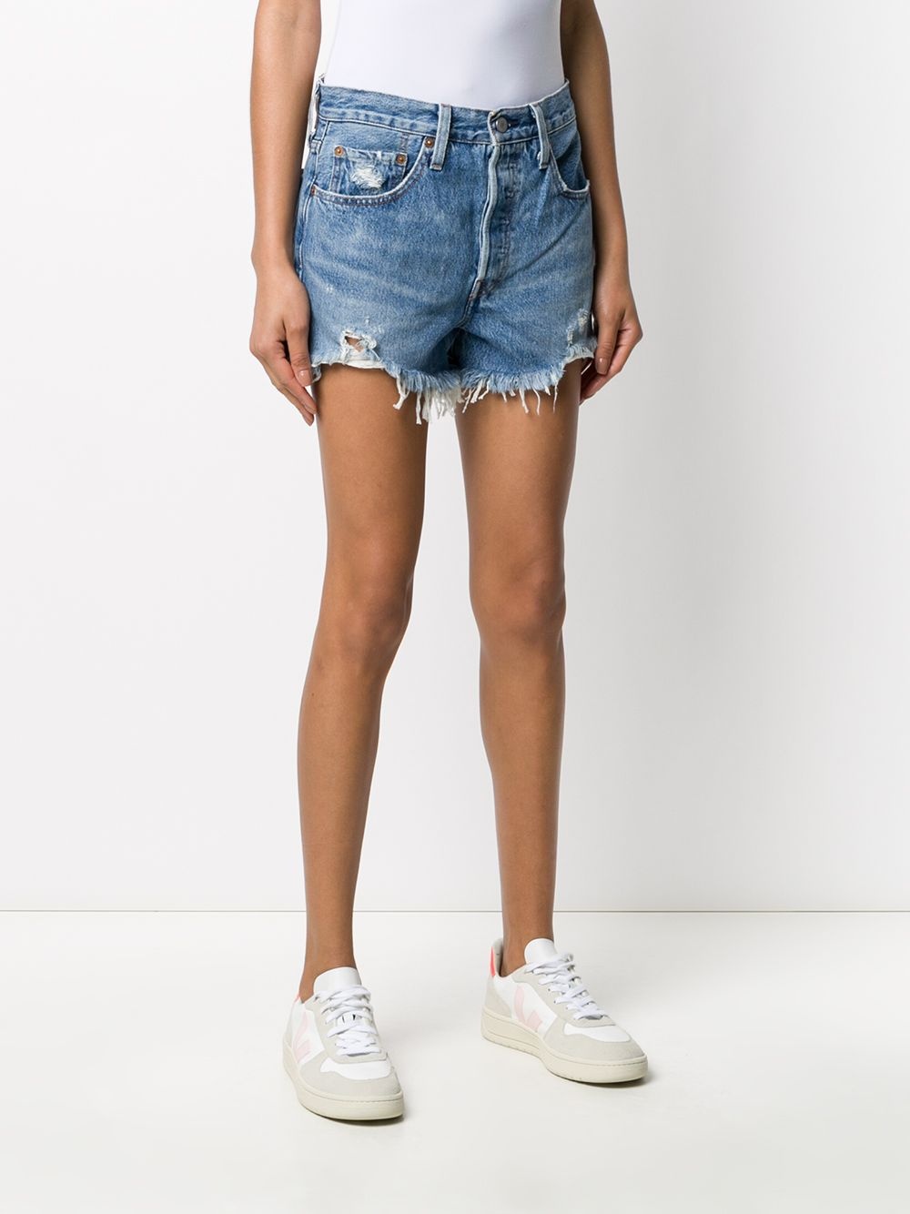 distressed jean shorts - 3