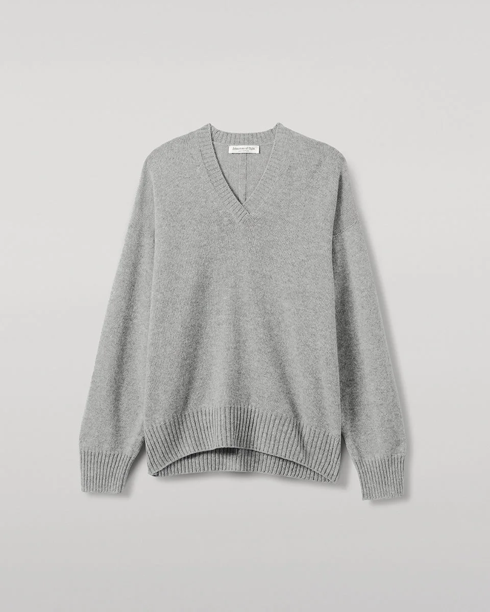 Relaxed Fit Gauzy Grey Cashmere Jumper - 1